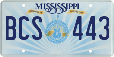 MS license plate BCS443