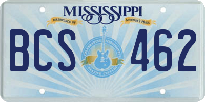 MS license plate BCS462