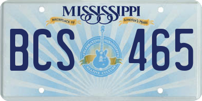 MS license plate BCS465