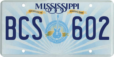 MS license plate BCS602