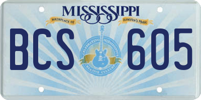 MS license plate BCS605