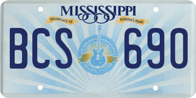 MS license plate BCS690