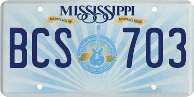 MS license plate BCS703