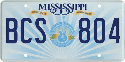 MS license plate BCS804