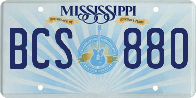 MS license plate BCS880