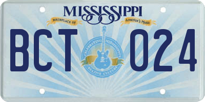 MS license plate BCT024