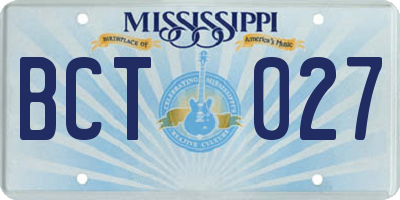 MS license plate BCT027