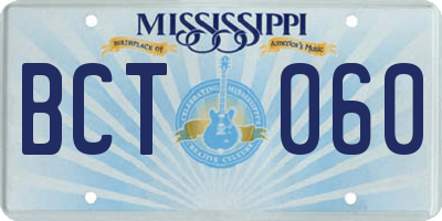 MS license plate BCT060