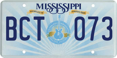 MS license plate BCT073