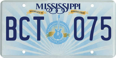 MS license plate BCT075