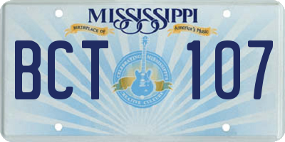 MS license plate BCT107