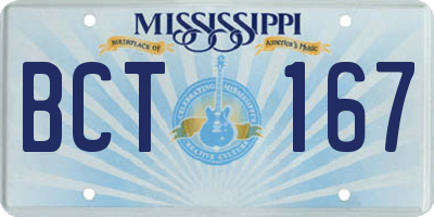 MS license plate BCT167