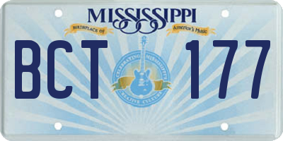 MS license plate BCT177