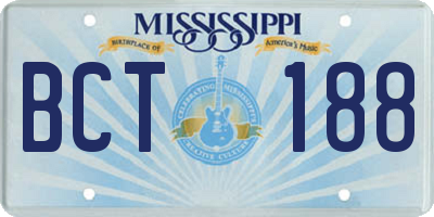 MS license plate BCT188
