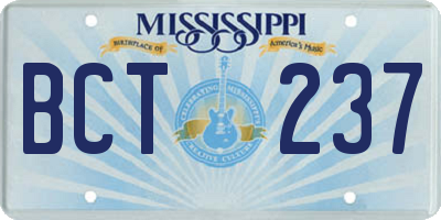 MS license plate BCT237