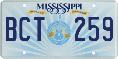 MS license plate BCT259