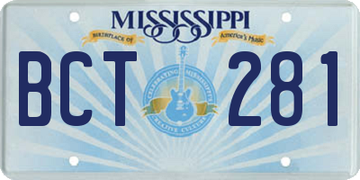 MS license plate BCT281