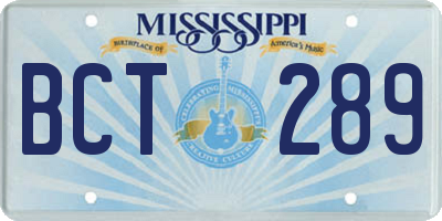 MS license plate BCT289