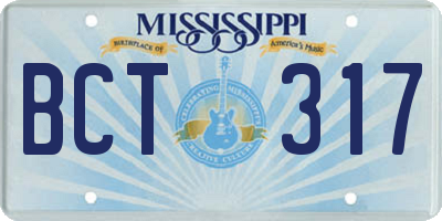 MS license plate BCT317