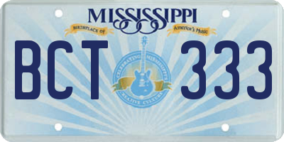 MS license plate BCT333