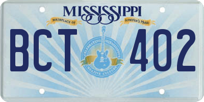 MS license plate BCT402