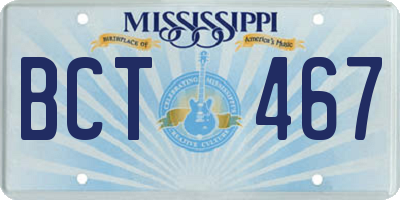 MS license plate BCT467