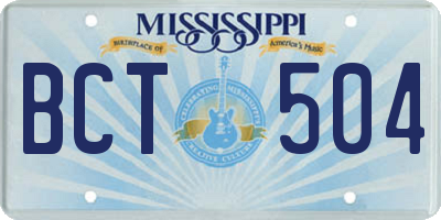 MS license plate BCT504