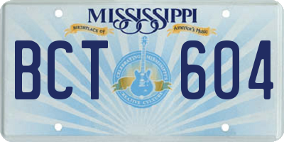 MS license plate BCT604