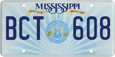 MS license plate BCT608