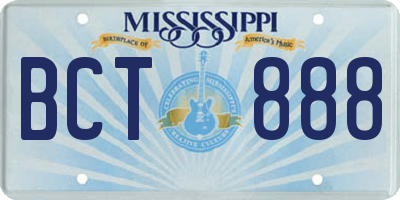 MS license plate BCT888
