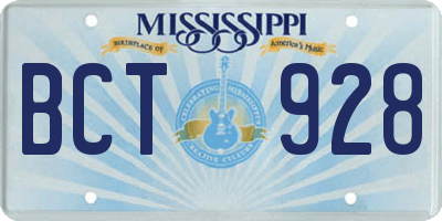 MS license plate BCT928