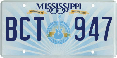 MS license plate BCT947