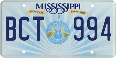 MS license plate BCT994