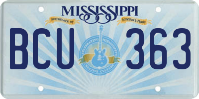 MS license plate BCU363