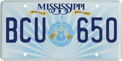 MS license plate BCU650