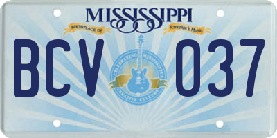 MS license plate BCV037