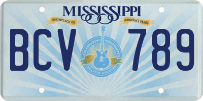 MS license plate BCV789