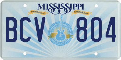 MS license plate BCV804