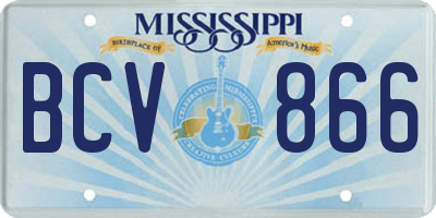 MS license plate BCV866