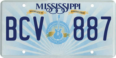 MS license plate BCV887