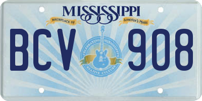 MS license plate BCV908