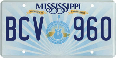 MS license plate BCV960