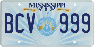 MS license plate BCV999