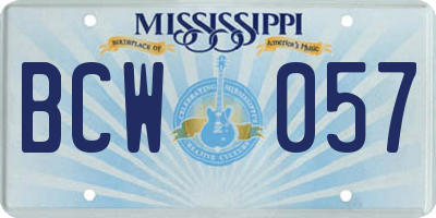 MS license plate BCW057