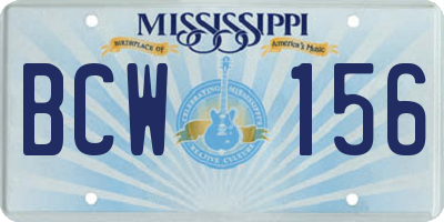 MS license plate BCW156