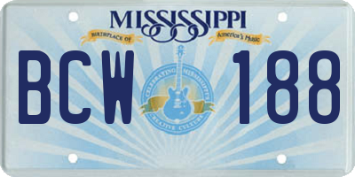 MS license plate BCW188