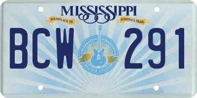 MS license plate BCW291