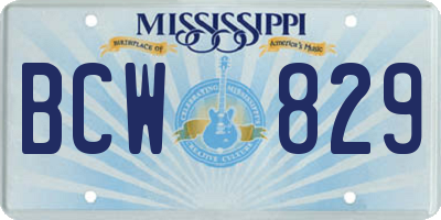MS license plate BCW829