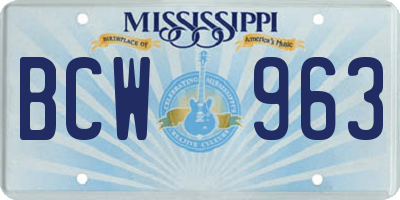 MS license plate BCW963