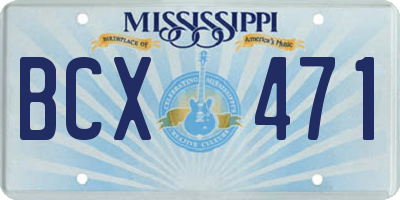 MS license plate BCX471